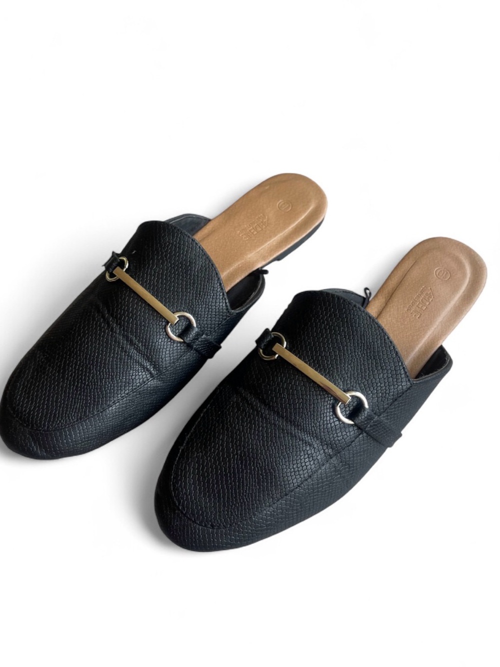 Black Snake Skin Slip-On Faux Leather Mule Loafers with Silver Tone  Hardware 10